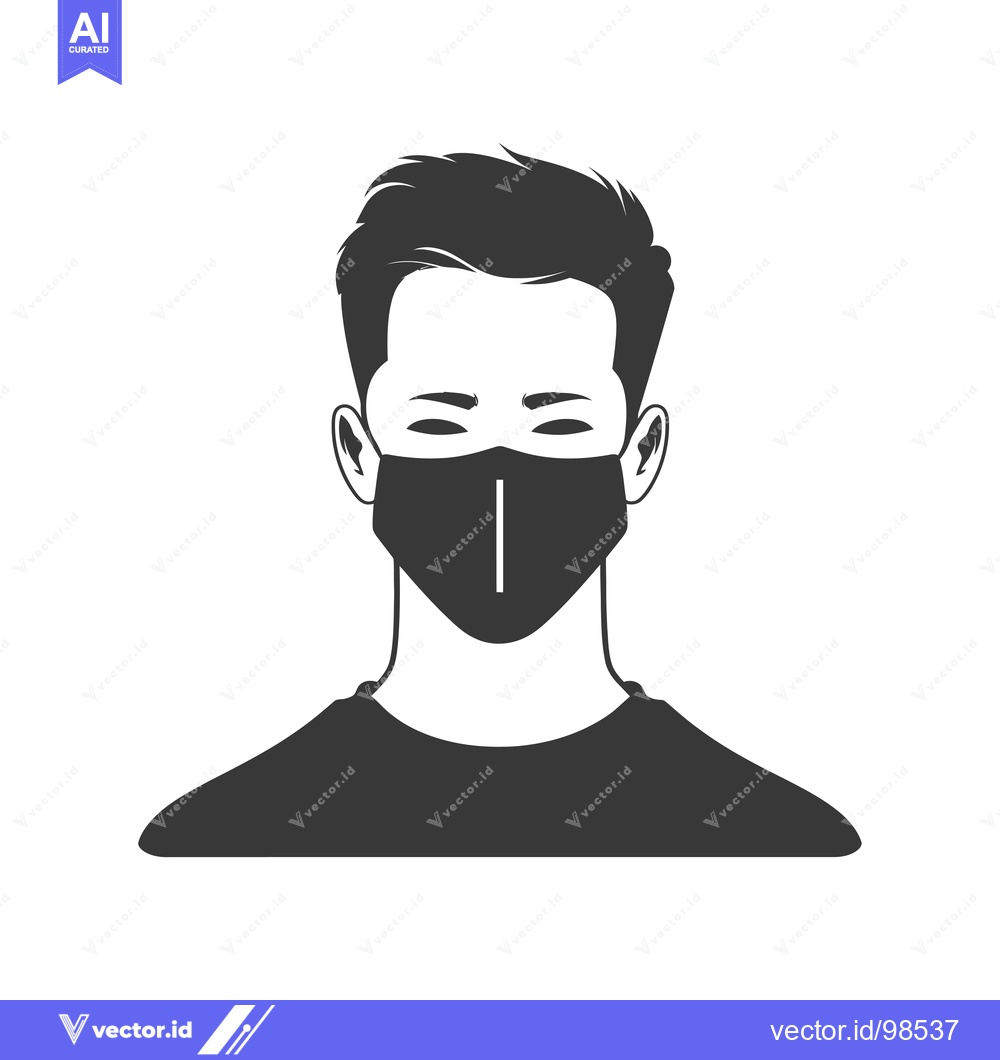 Premium Vector of Silhouette of a Man Wearing a Face Mask