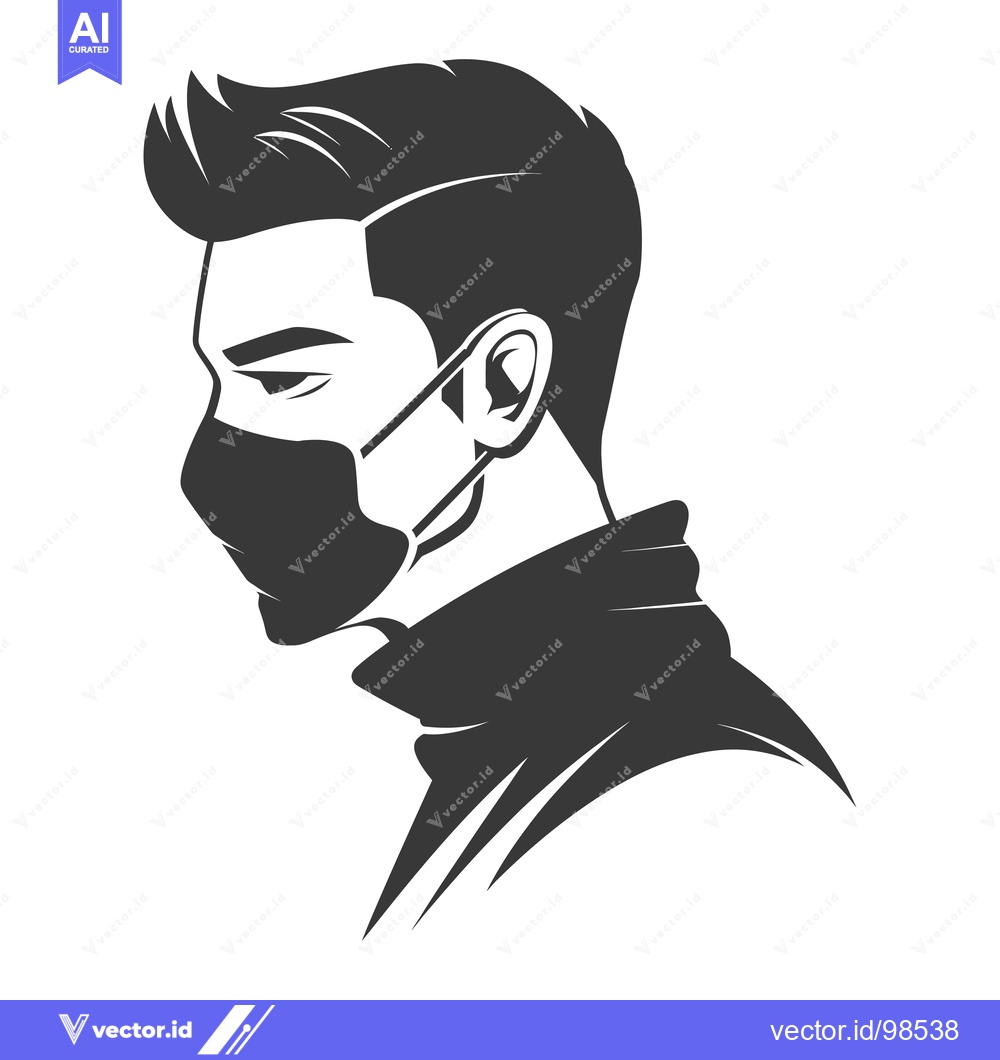 Premium Vector of Silhouette of a Man Wearing a Face Mask