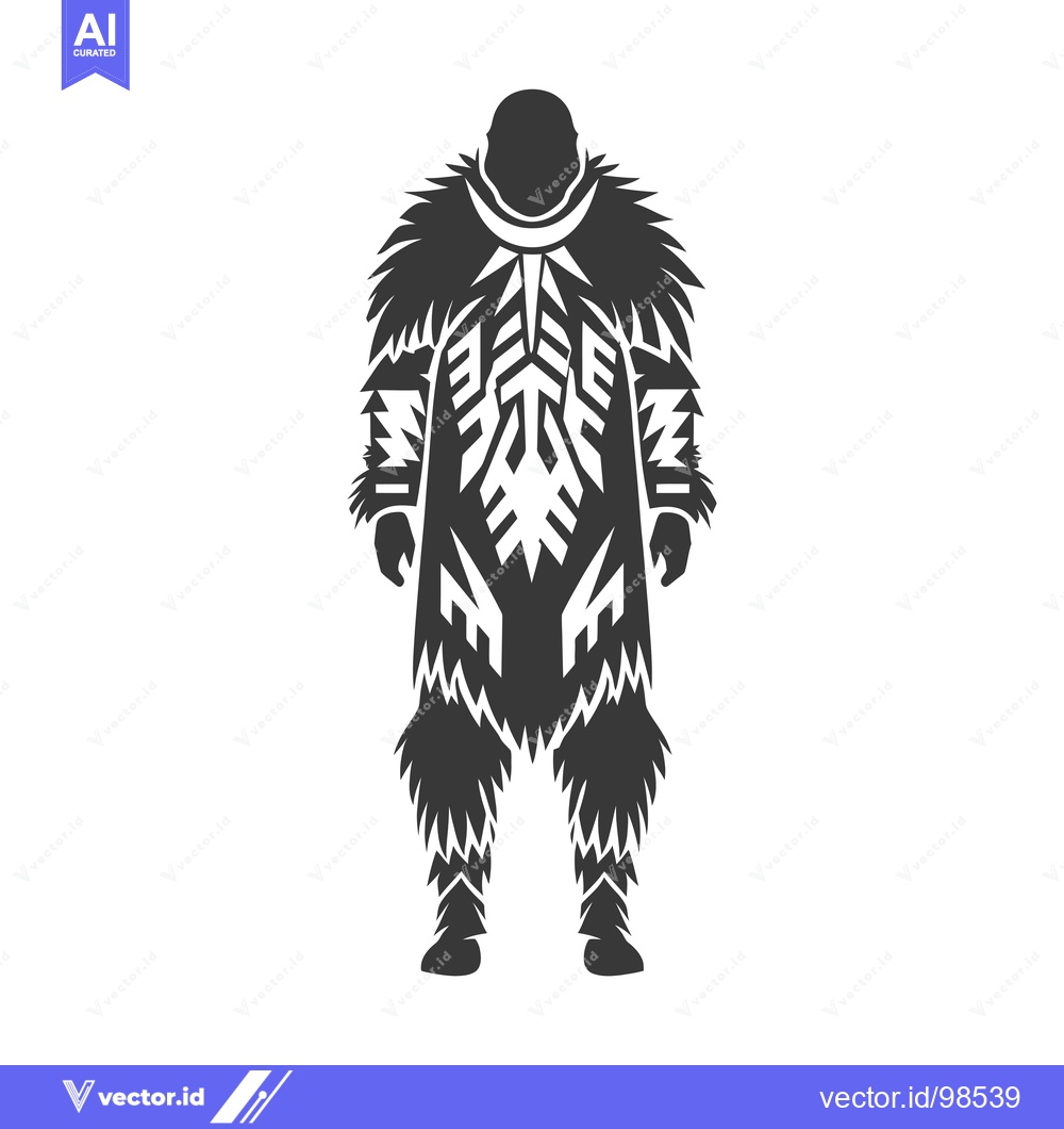 Premium Vector dari Silhouette of a Man Wearing a Fur-Trimmed, Patterned Robe