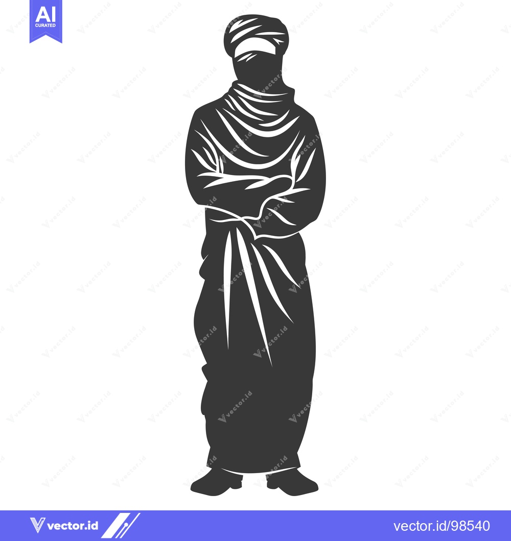 Premium Vector dari Silhouette of a Man Wearing a Turban and a Long Robe