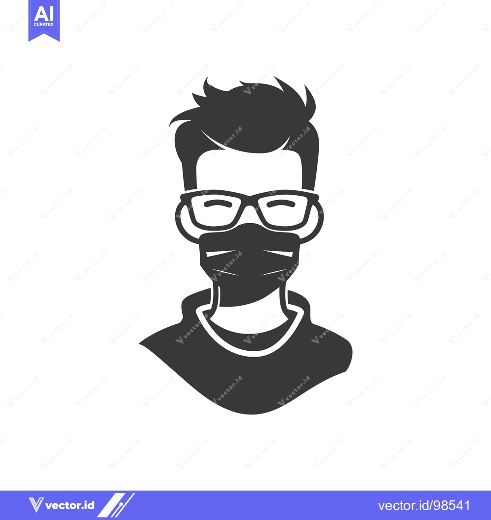 Premium Vector dari Silhouette of a Man Wearing Glasses and a Face Mask