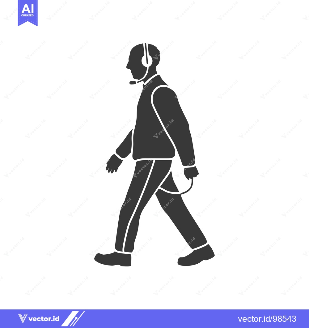 Premium Vector of Silhouette of a Man Wearing Headphones and Walking