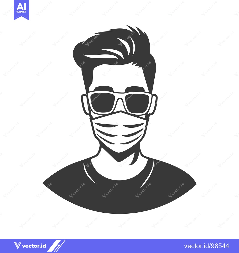 Premium Vector of Silhouette of a Man Wearing Sunglasses and a Face Mask