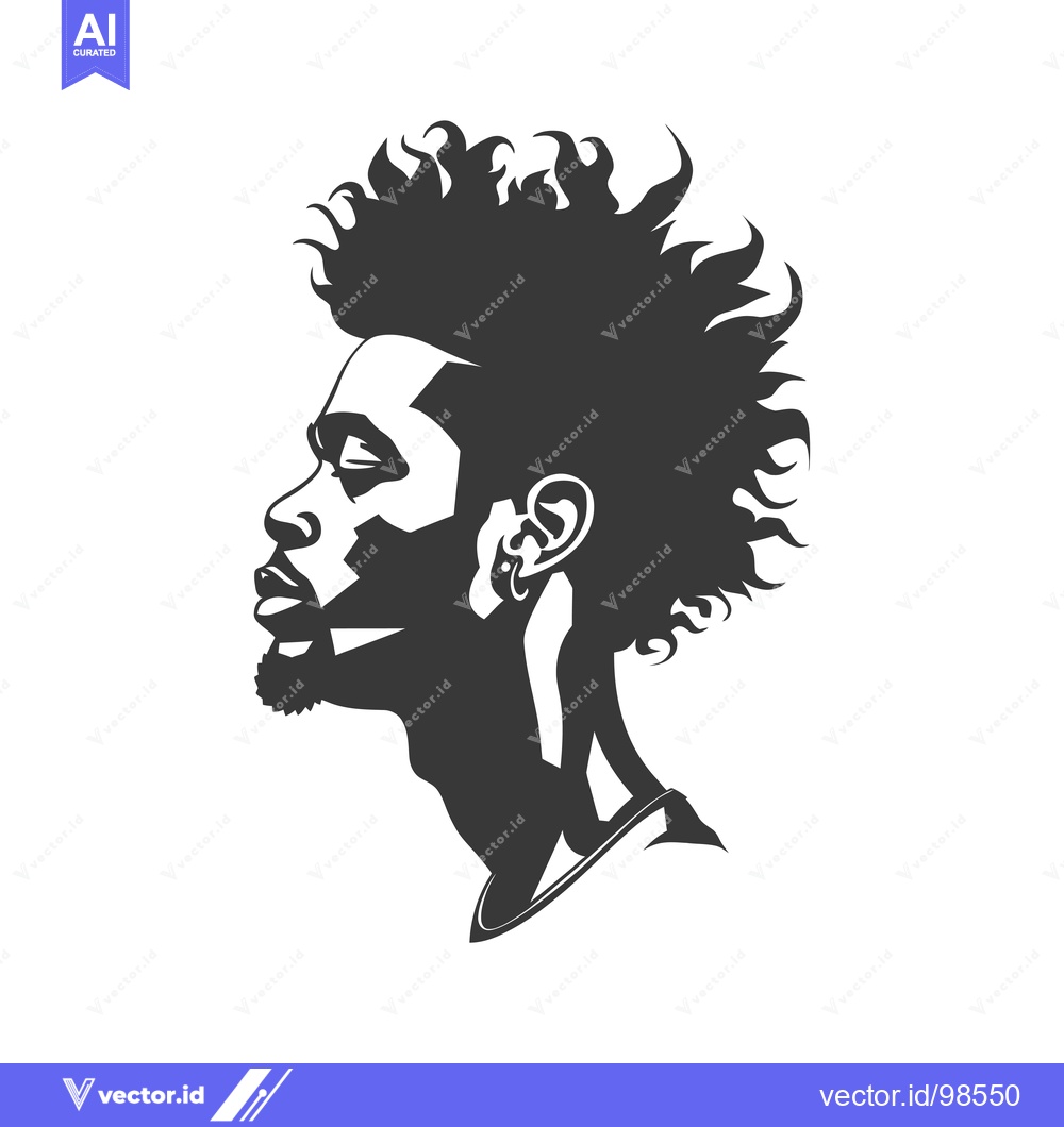 Premium Vector dari Silhouette of a Man with Afro Hairstyle Looking Upward
