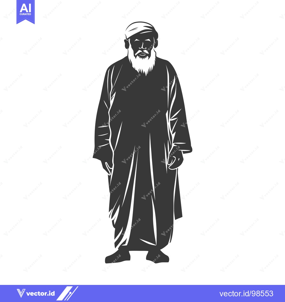 Premium Vector dari Silhouette of a man with a long beard and a turban