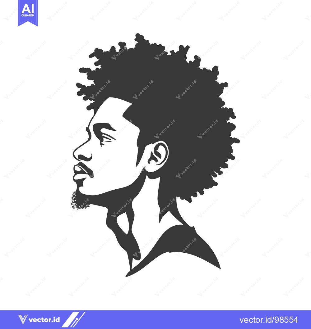 Premium Vector of Silhouette of a Man with an Afro and a Goatee
