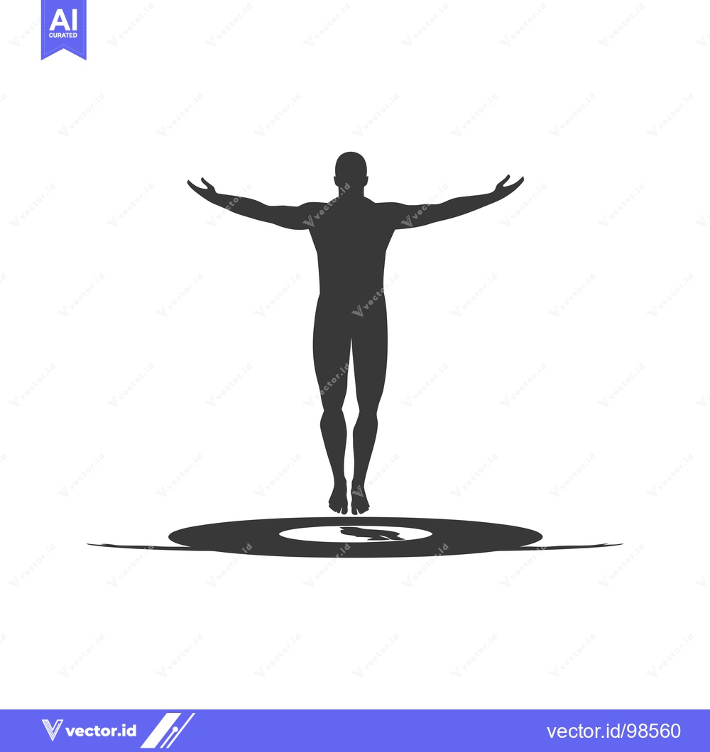 Premium Vector dari Silhouette of a Man With Arms Outstretched Above a Circle