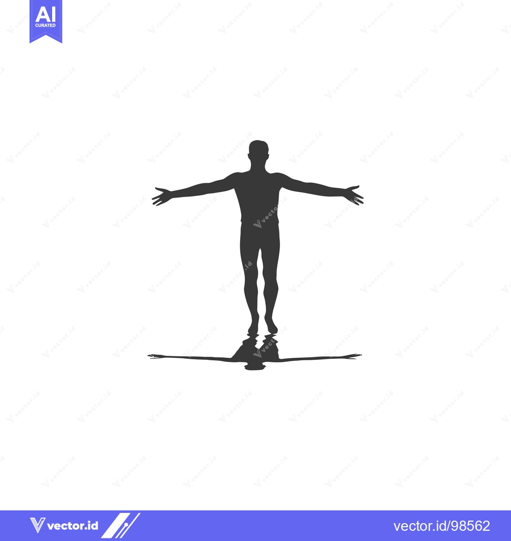 Premium Vector dari Silhouette of a Man with Arms Outstretched, Reflecting in a Pool of Wa