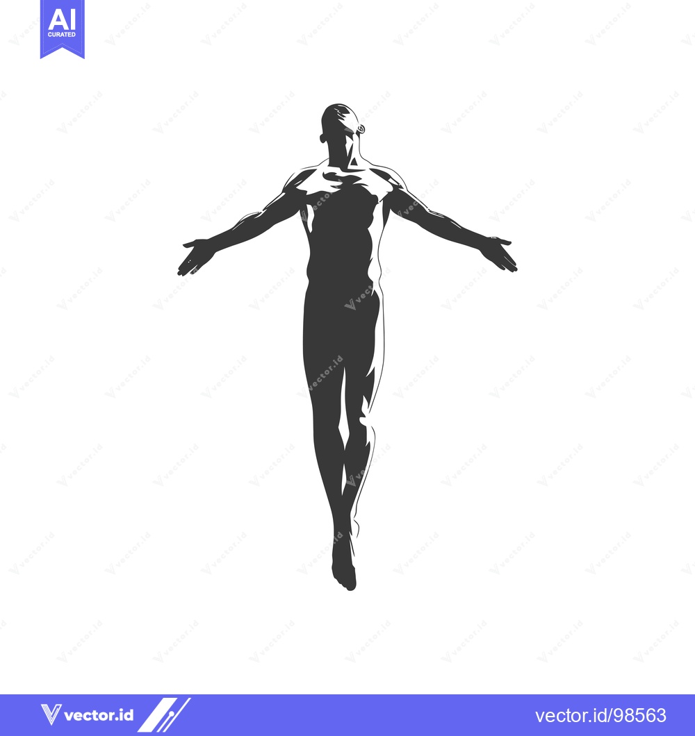 Premium Vector of Silhouette of a Man with Arms Outstretched Upwards