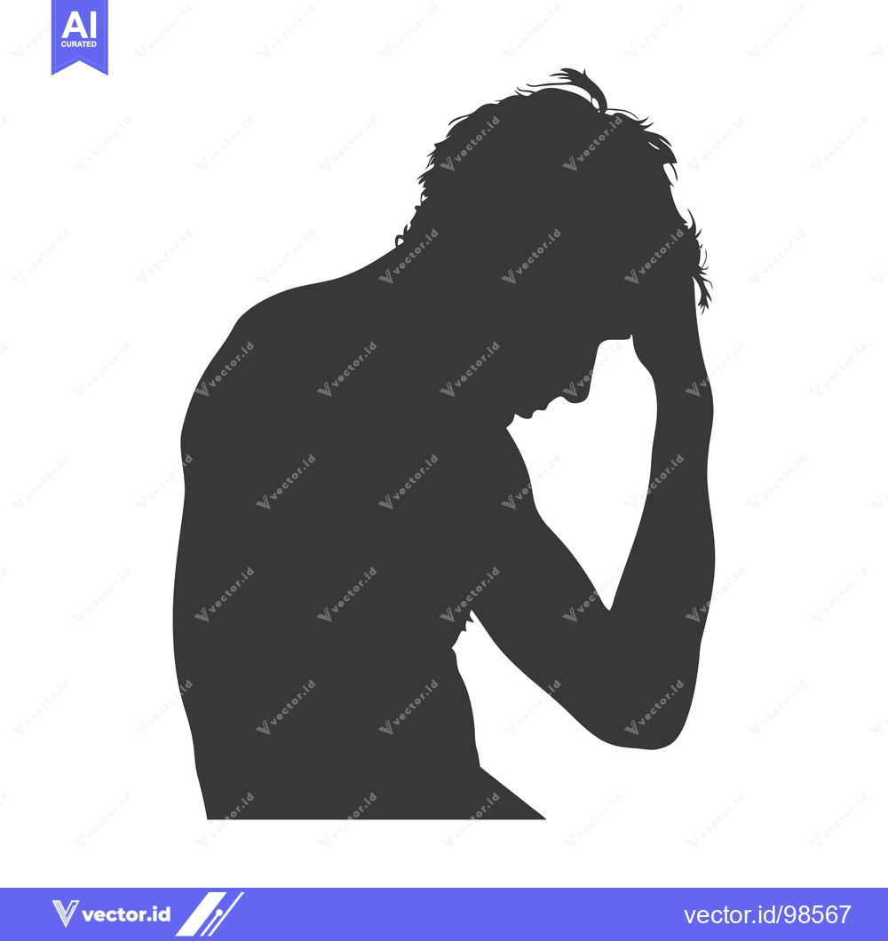 Premium Vector dari Silhouette of a man with his head in his hands