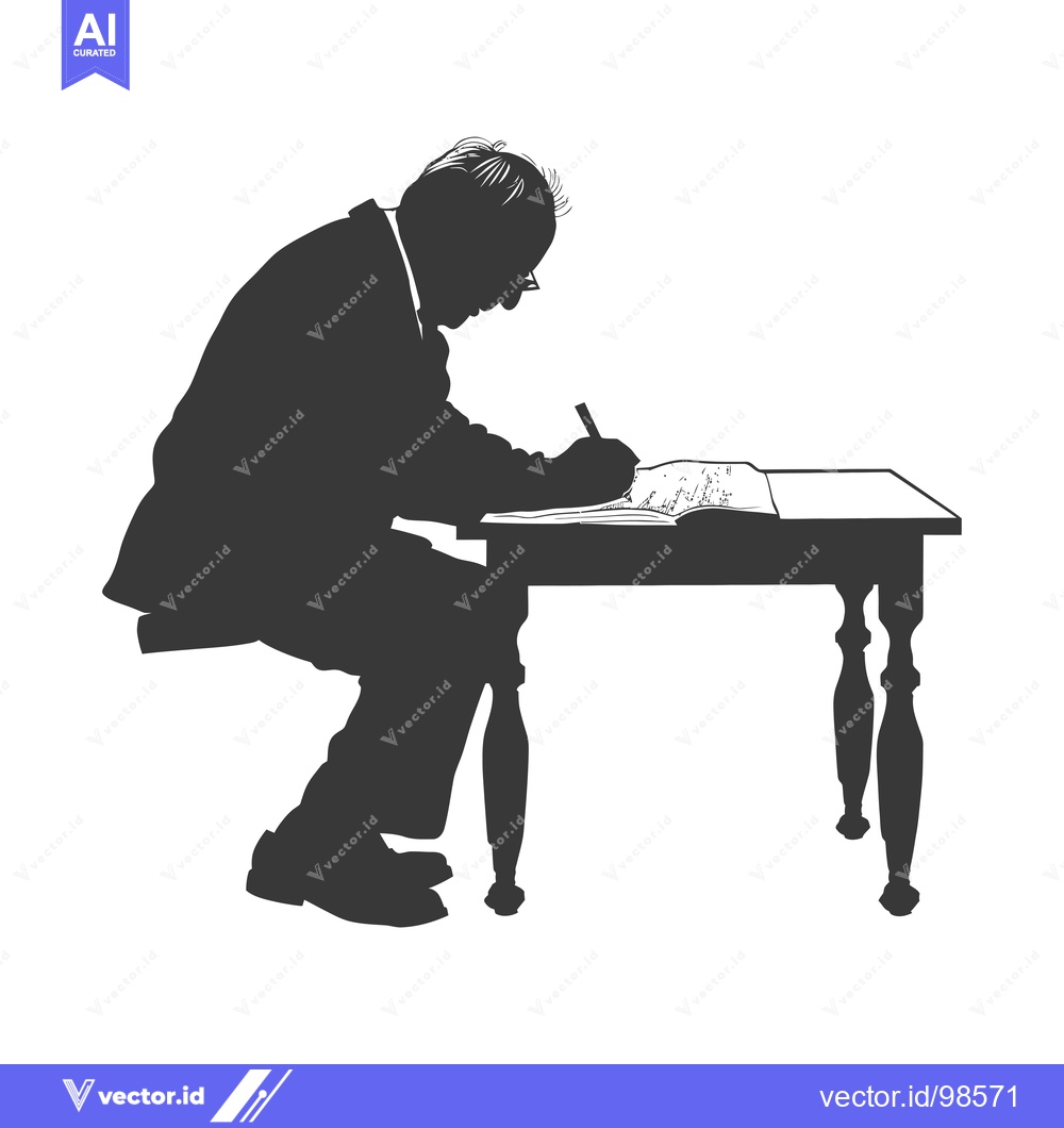 Premium Vector dari Silhouette of a Man Writing at a Desk