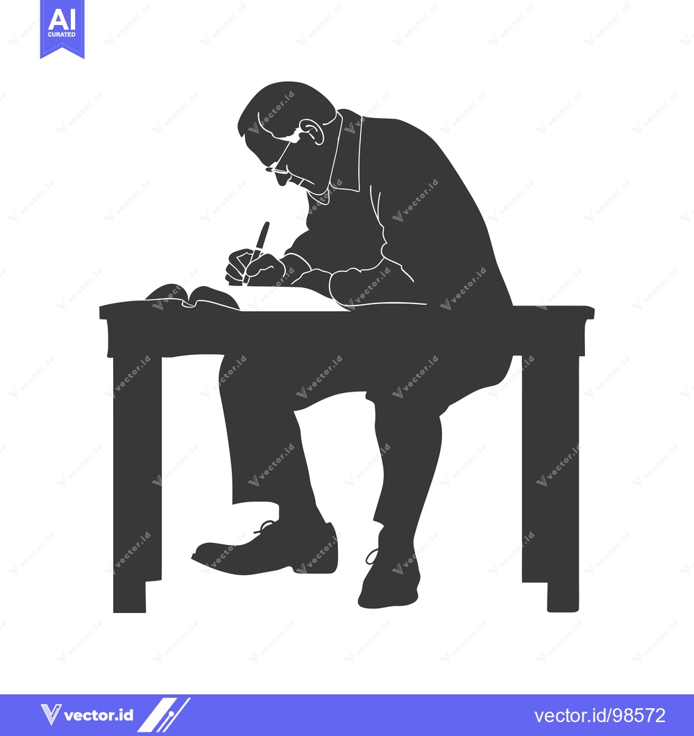 Premium Vector dari Silhouette of a man writing at a desk
