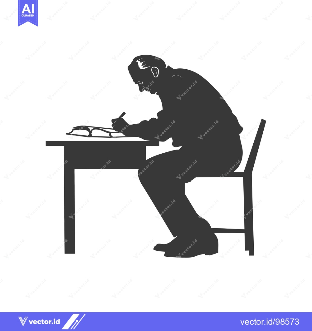 Premium Vector dari Silhouette of a Man Writing at a Desk