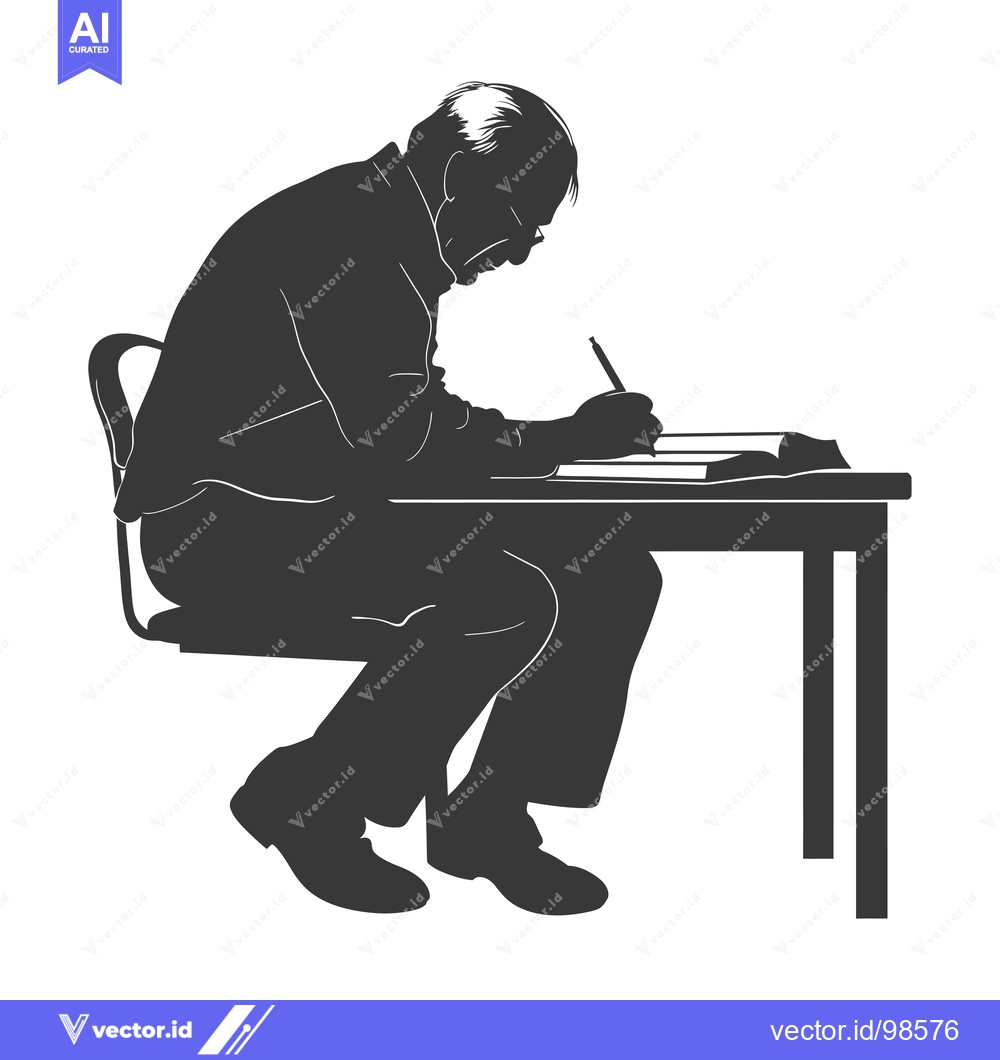 Premium Vector dari Silhouette of a Man Writing at a Desk