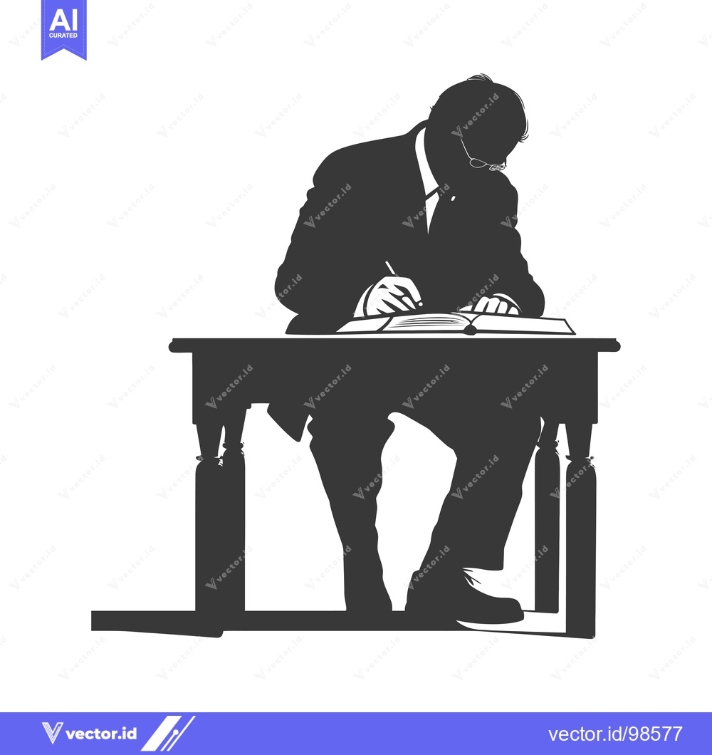 Premium Vector dari Silhouette of a man writing at a desk