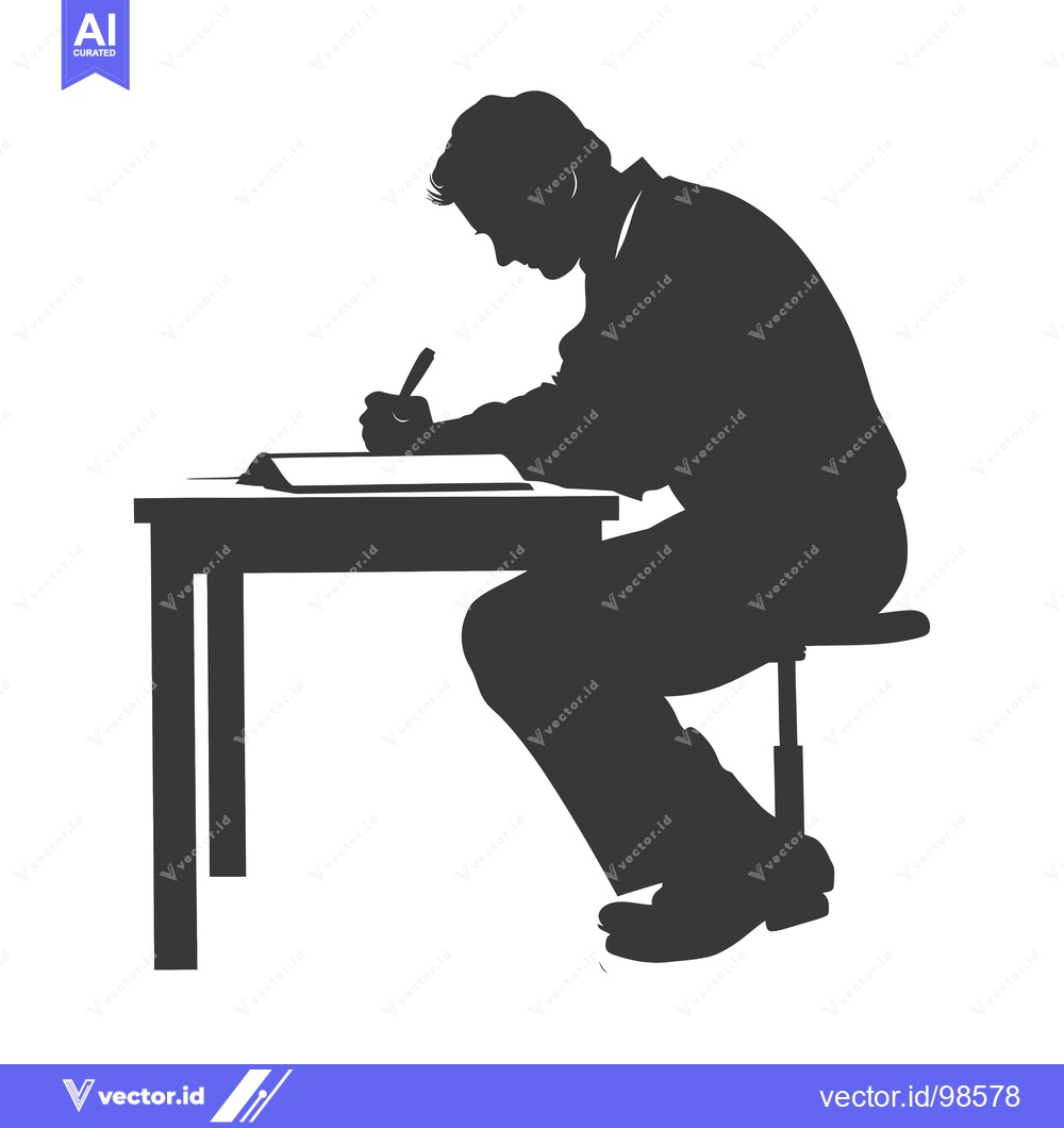 Premium Vector of Silhouette of a Man Writing at a Desk