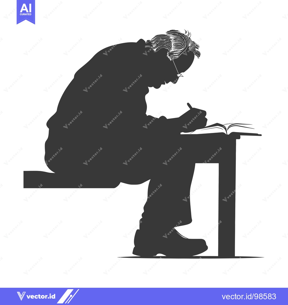 Premium Vector dari Silhouette of a Man Writing at a Table
