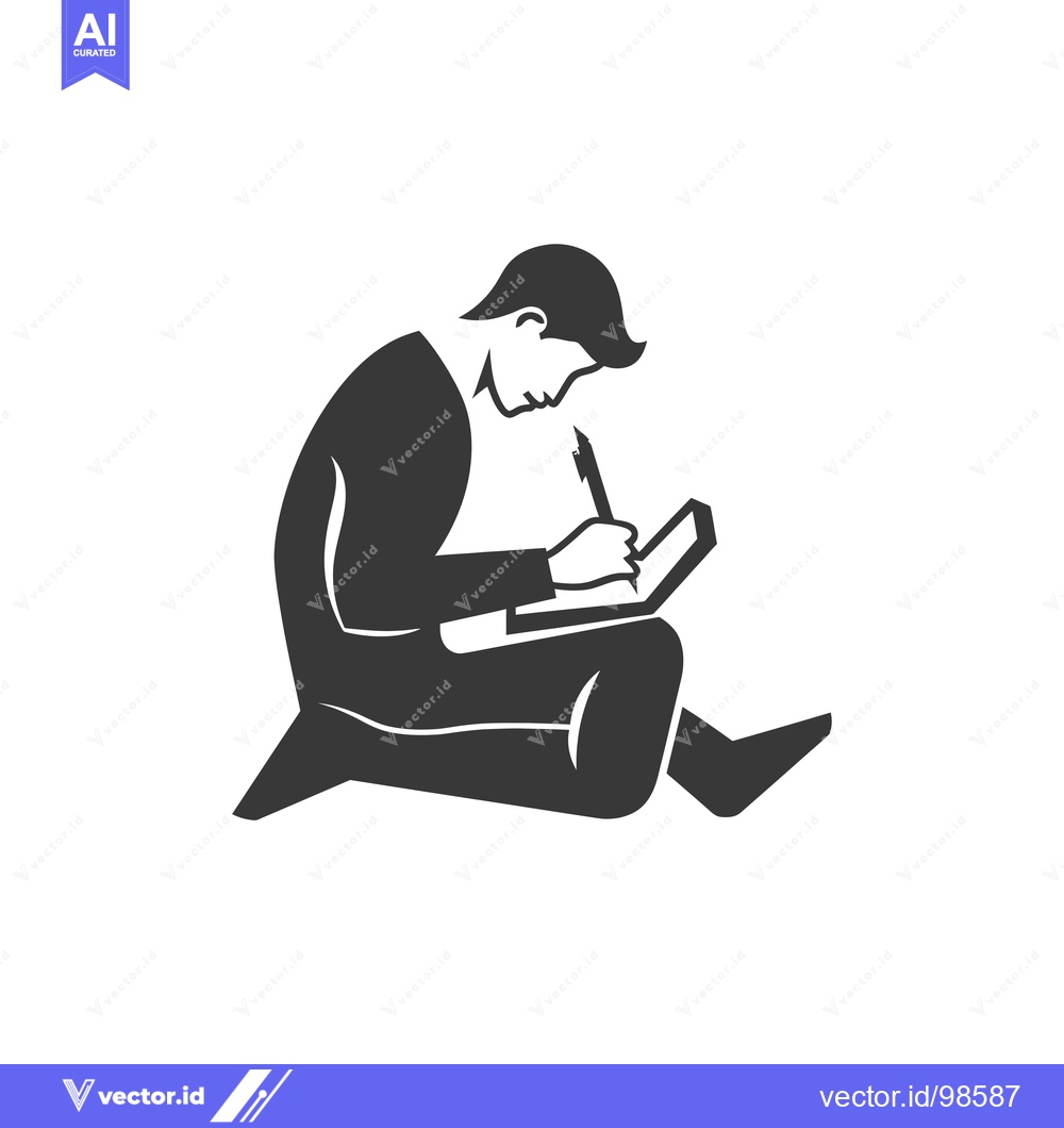 Premium Vector dari Silhouette of a Man Writing in a Notebook