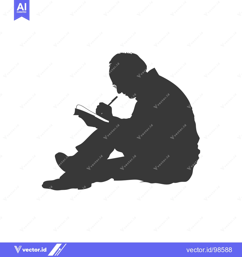 Premium Vector of Silhouette of a Man Writing in a Notebook