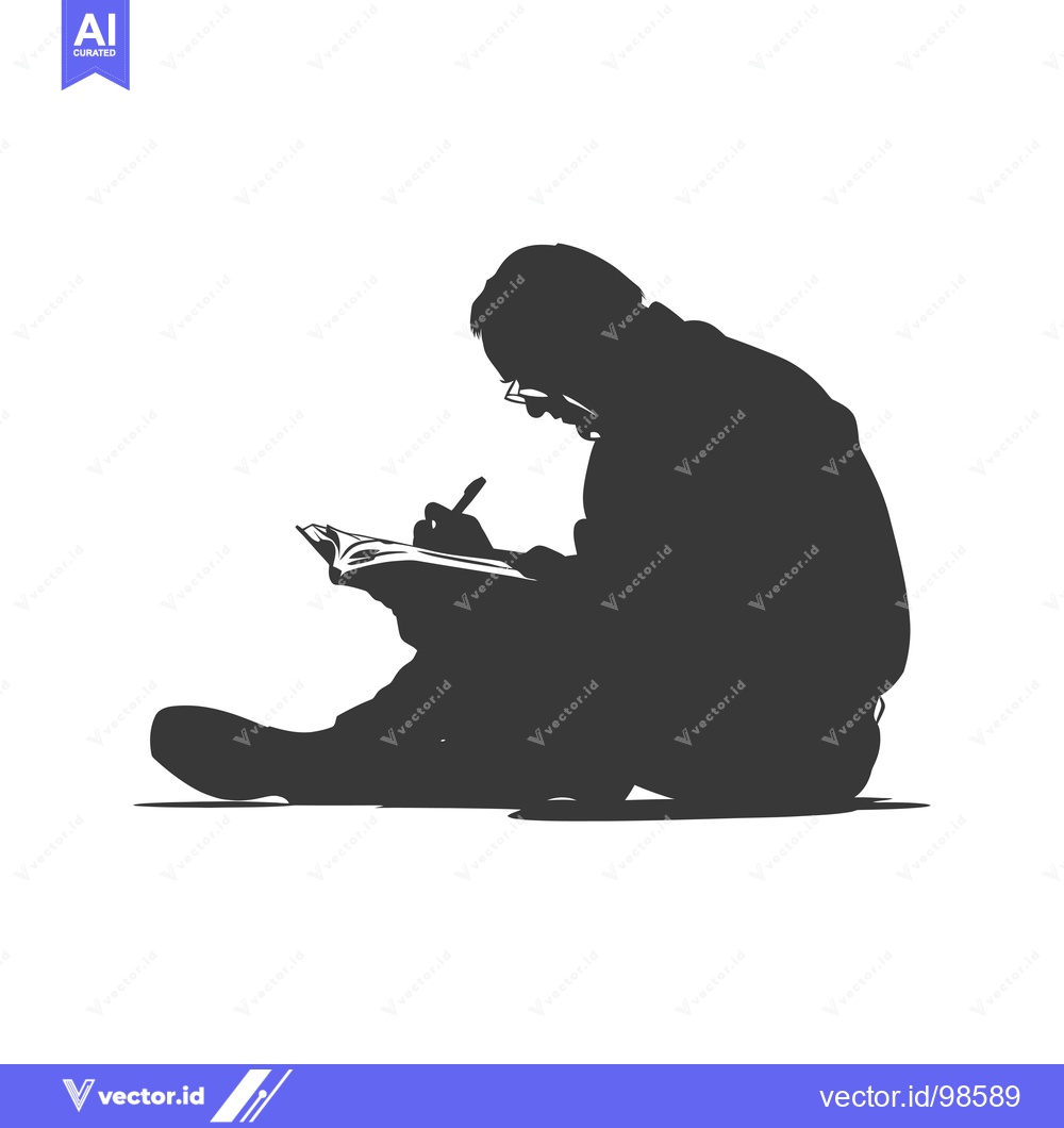 Premium Vector dari Silhouette of a Man Writing in a Notebook