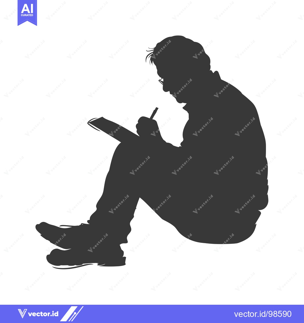 Premium Vector of Silhouette of a Man Writing in a Notebook