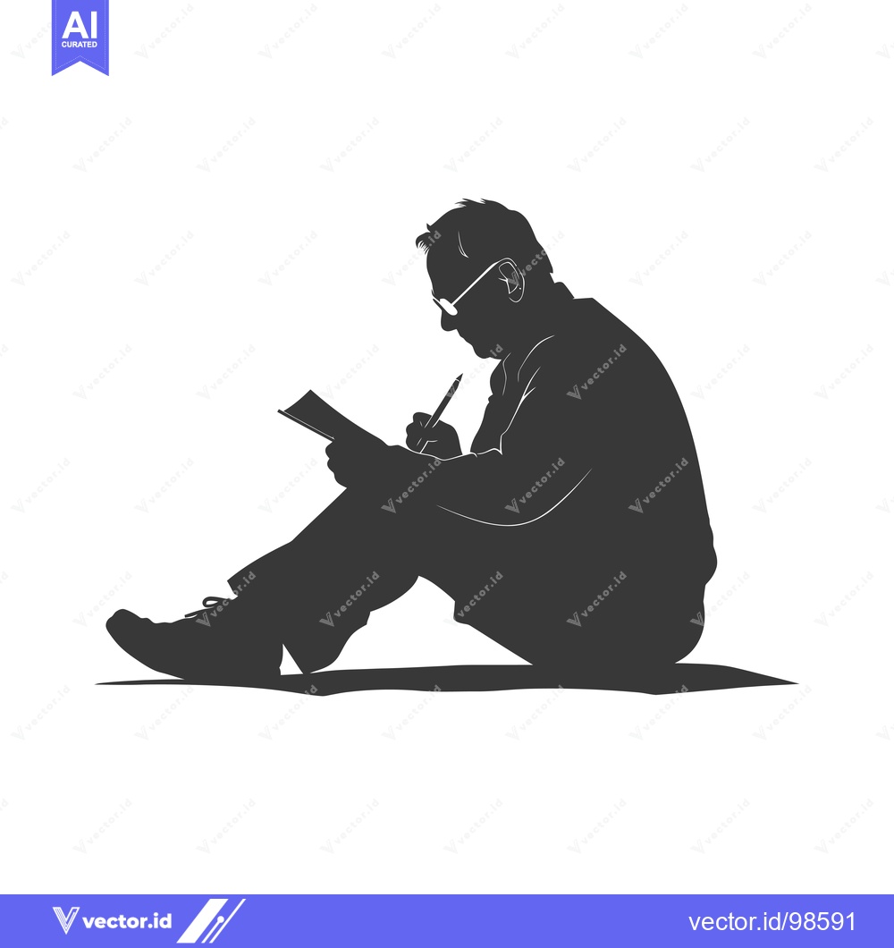 Premium Vector of Silhouette of a Man Writing in a Notebook