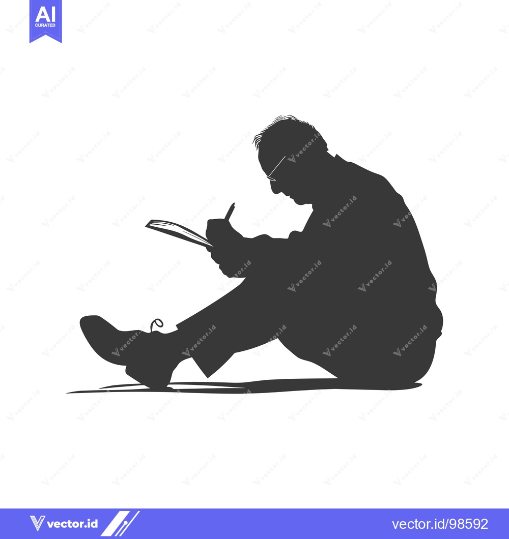 Premium Vector dari Silhouette of a man writing in a notebook