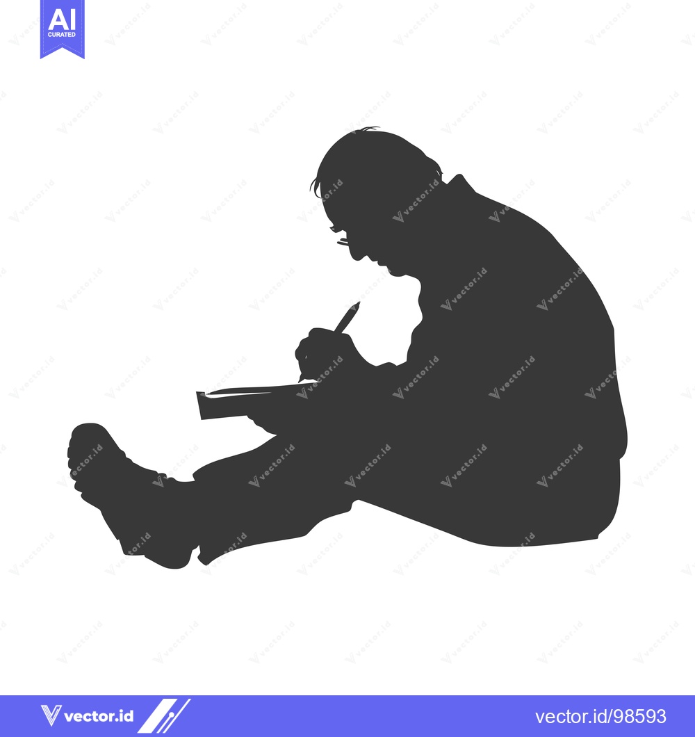 Premium Vector dari Silhouette of a man writing in a notebook