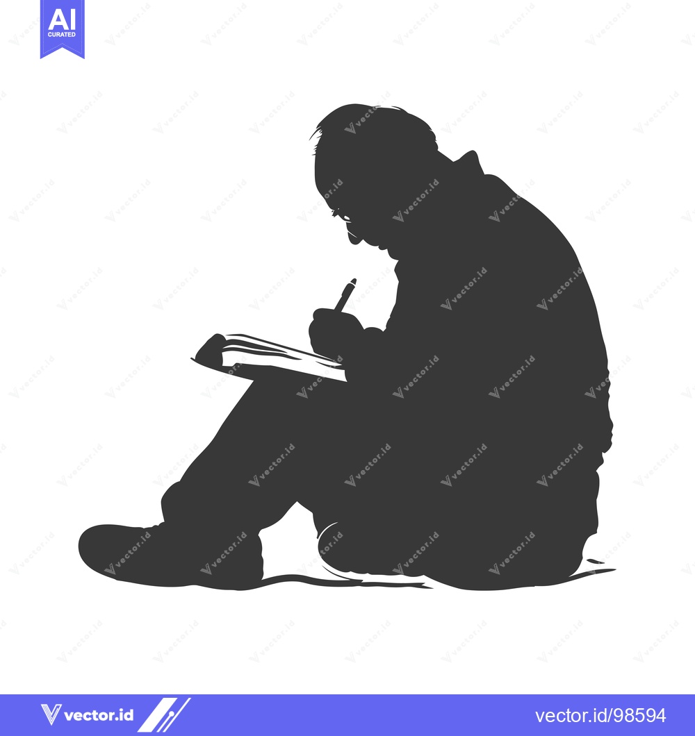 Premium Vector of Silhouette of a Man Writing in a Notebook