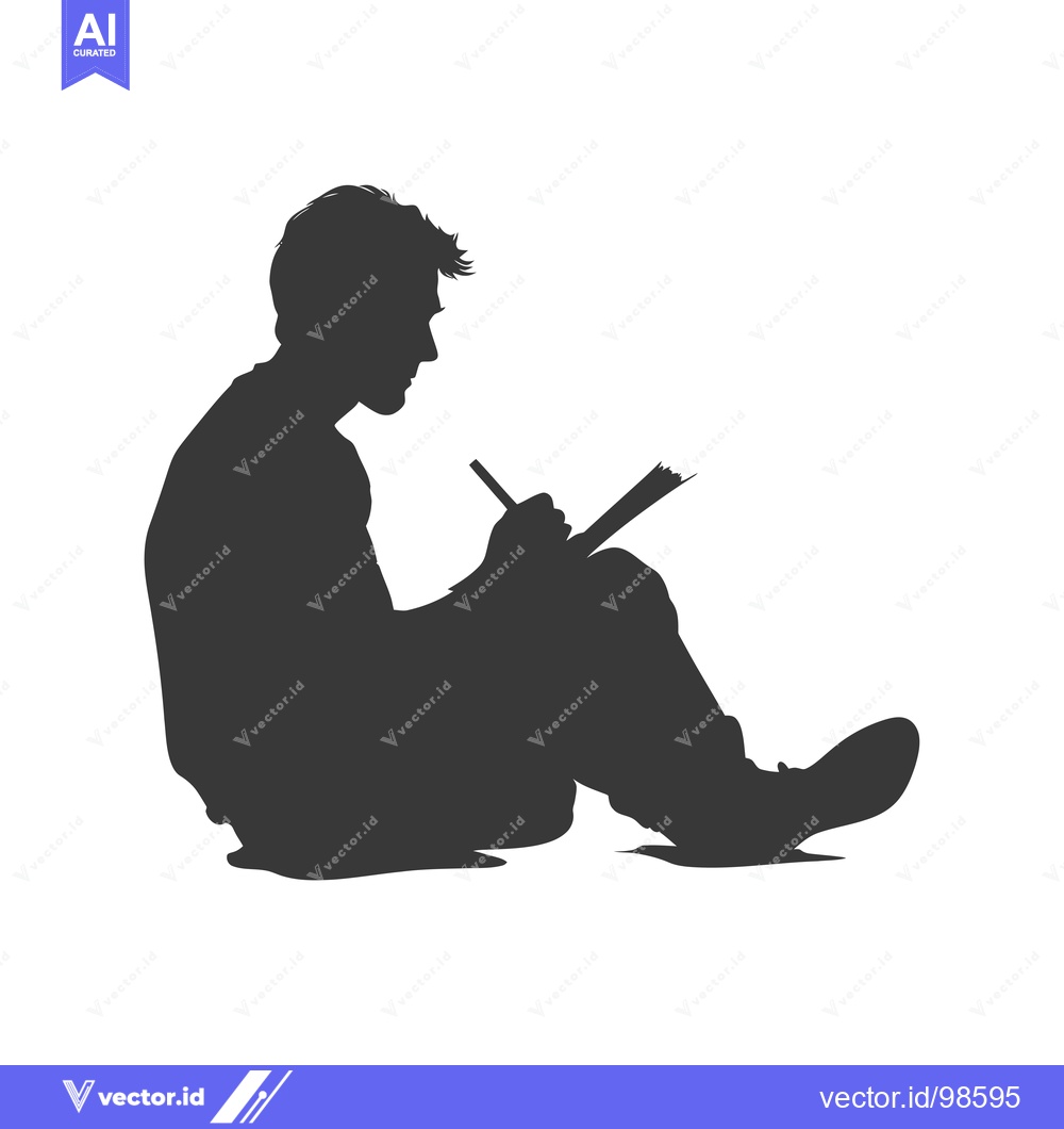 Premium Vector dari Silhouette of a Man Writing in a Notebook