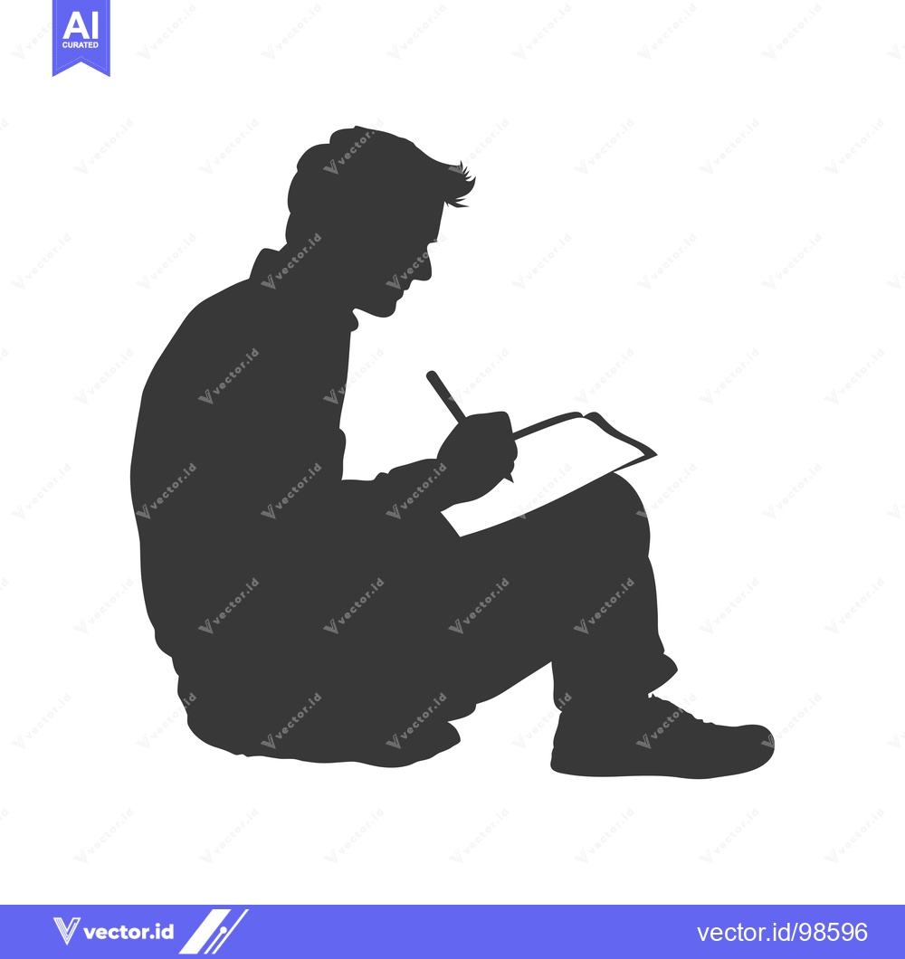 Premium Vector dari Silhouette of a Man Writing in a Notebook