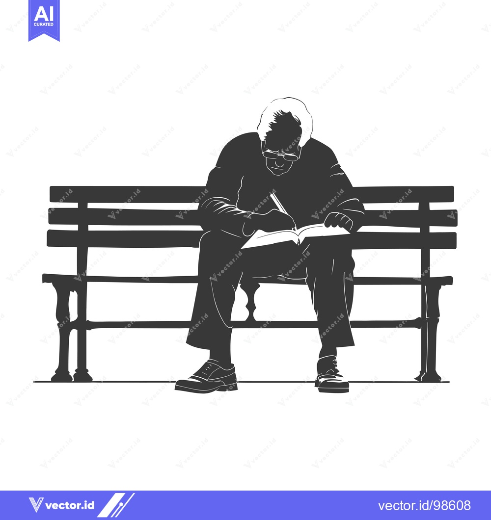 Premium Vector dari Silhouette of a Man Writing on a Bench