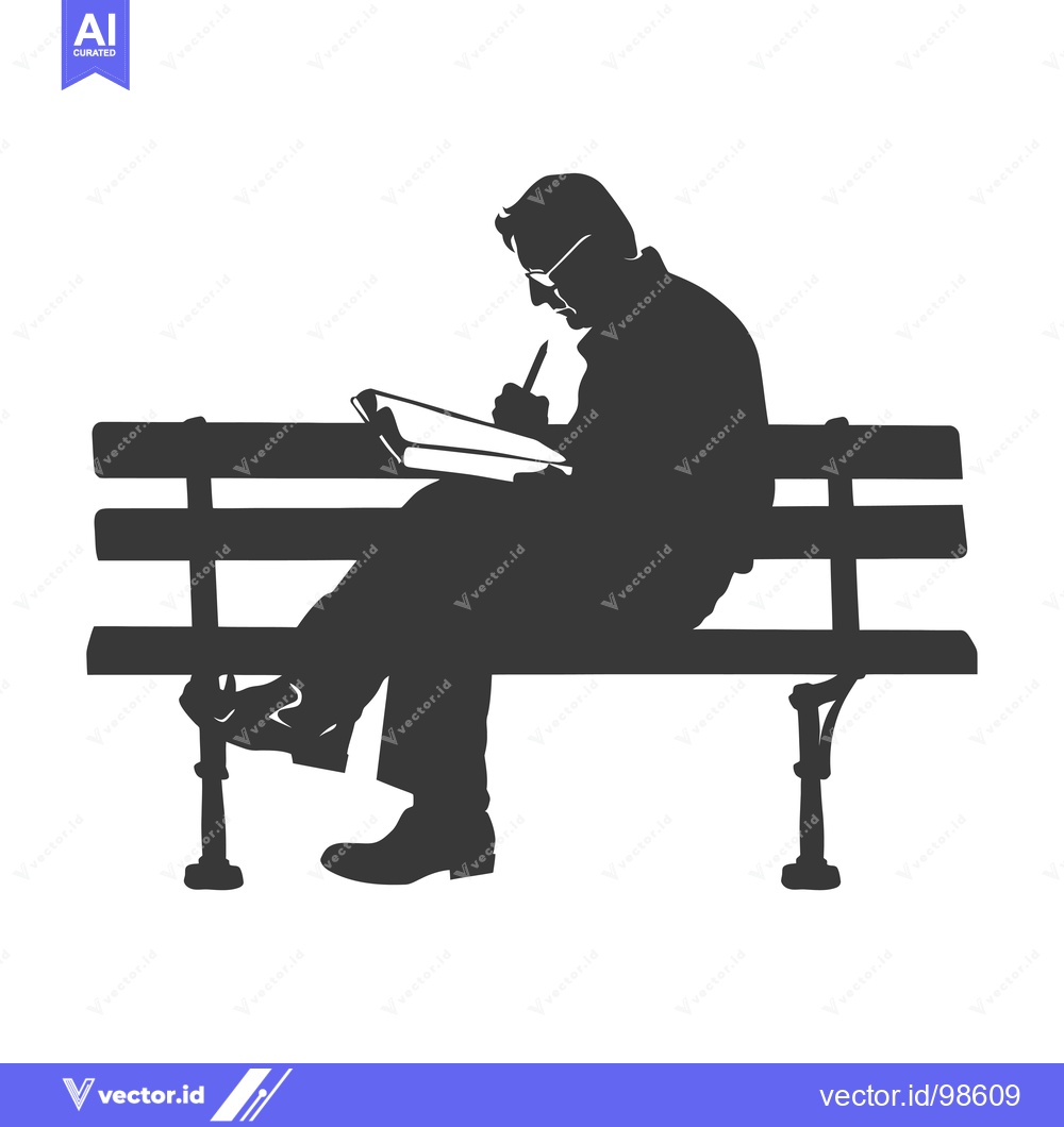 Premium Vector dari Silhouette of a Man Writing on a Bench