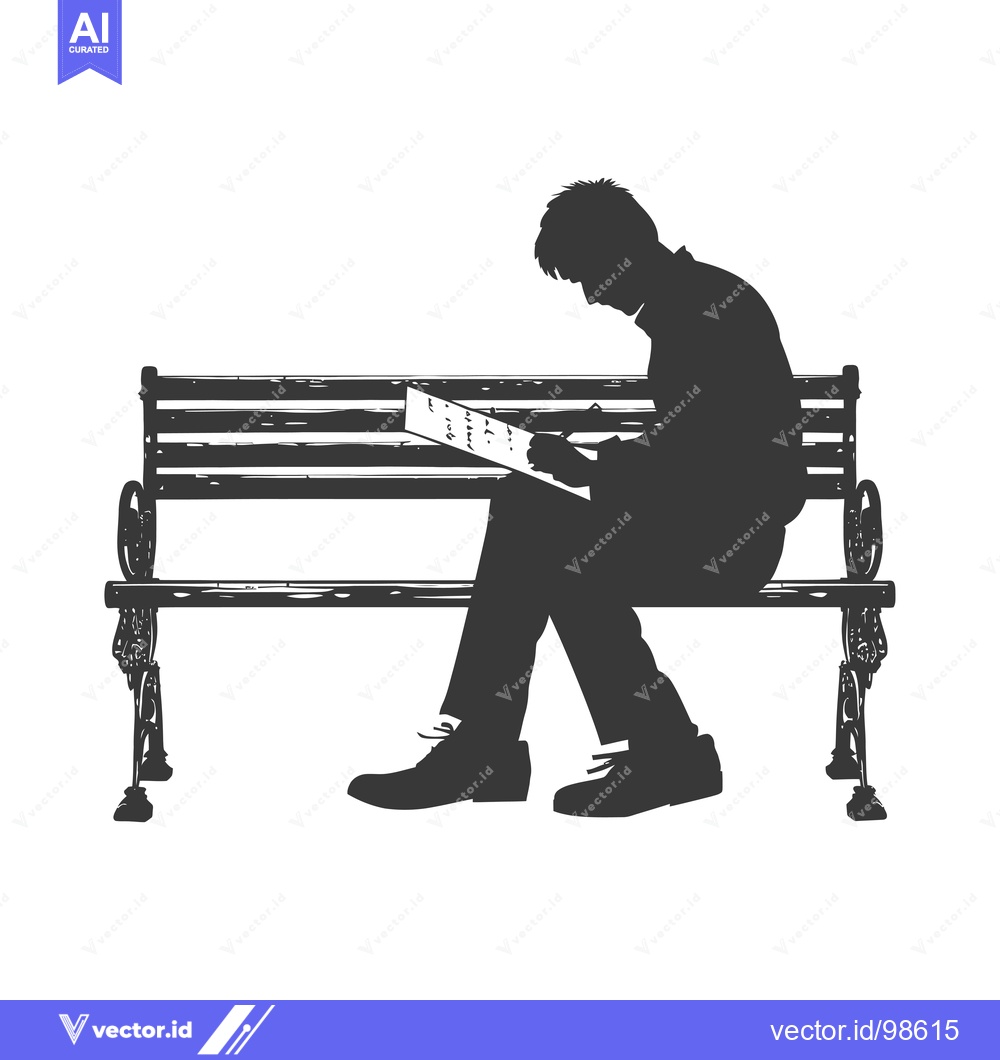 Premium Vector dari Silhouette of a Man Writing on a Bench