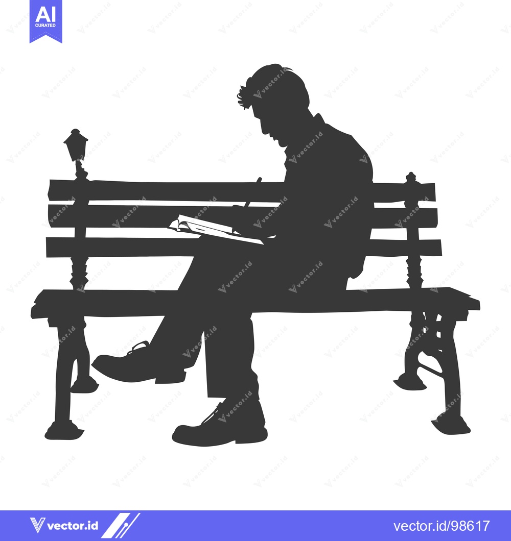 Premium Vector of Silhouette of a man writing on a bench