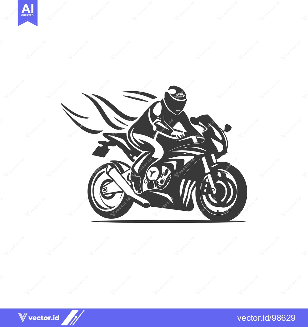 Premium Vector of Silhouette of a Motorcycle Rider in Motion with Flame Trails