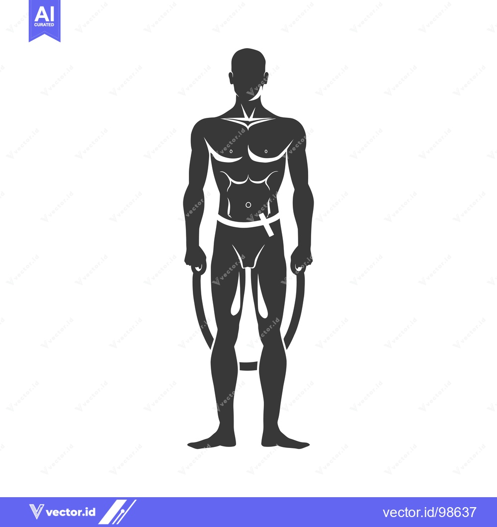 Premium Vector dari Silhouette of a Muscular Man Holding Dumbbells