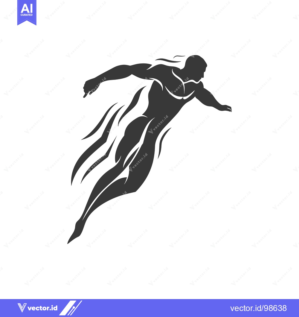 Premium Vector dari Silhouette of a Muscular Man in Motion, Leaping Through the Air