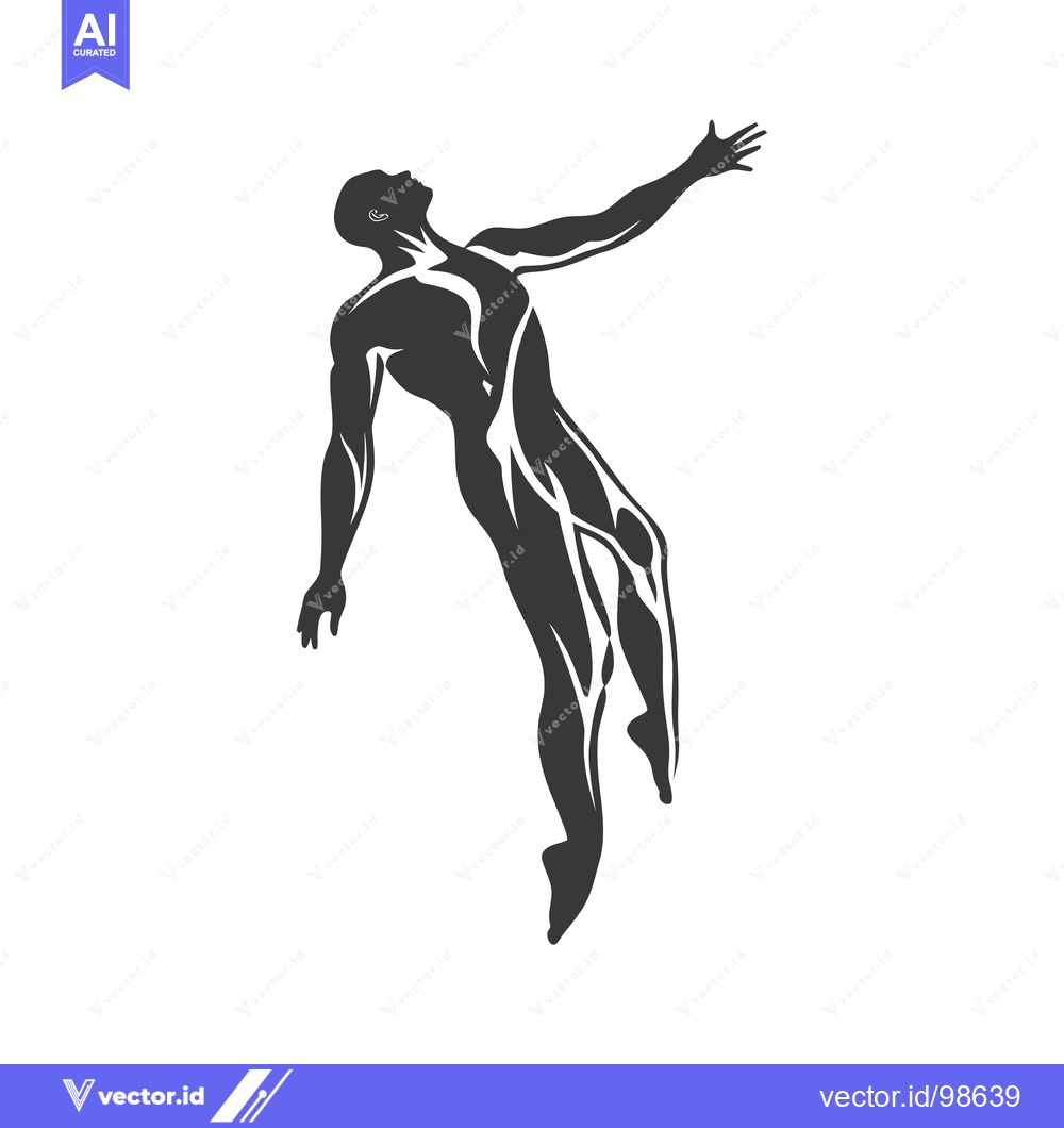 Premium Vector of Silhouette of a Muscular Man Reaching Upward