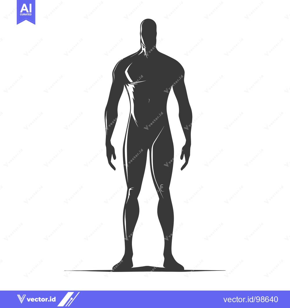 Premium Vector dari Silhouette of a Muscular Man Standing Tall