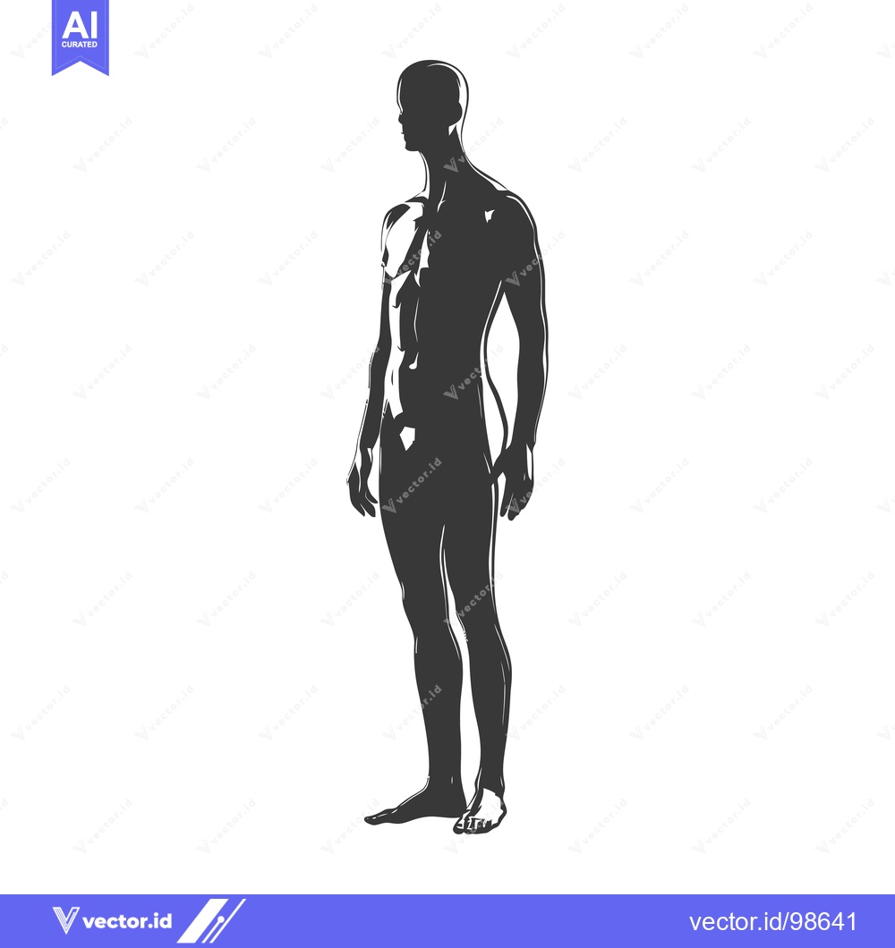 Premium Vector dari Silhouette of a Muscular Man Standing with His Arms at His Sides