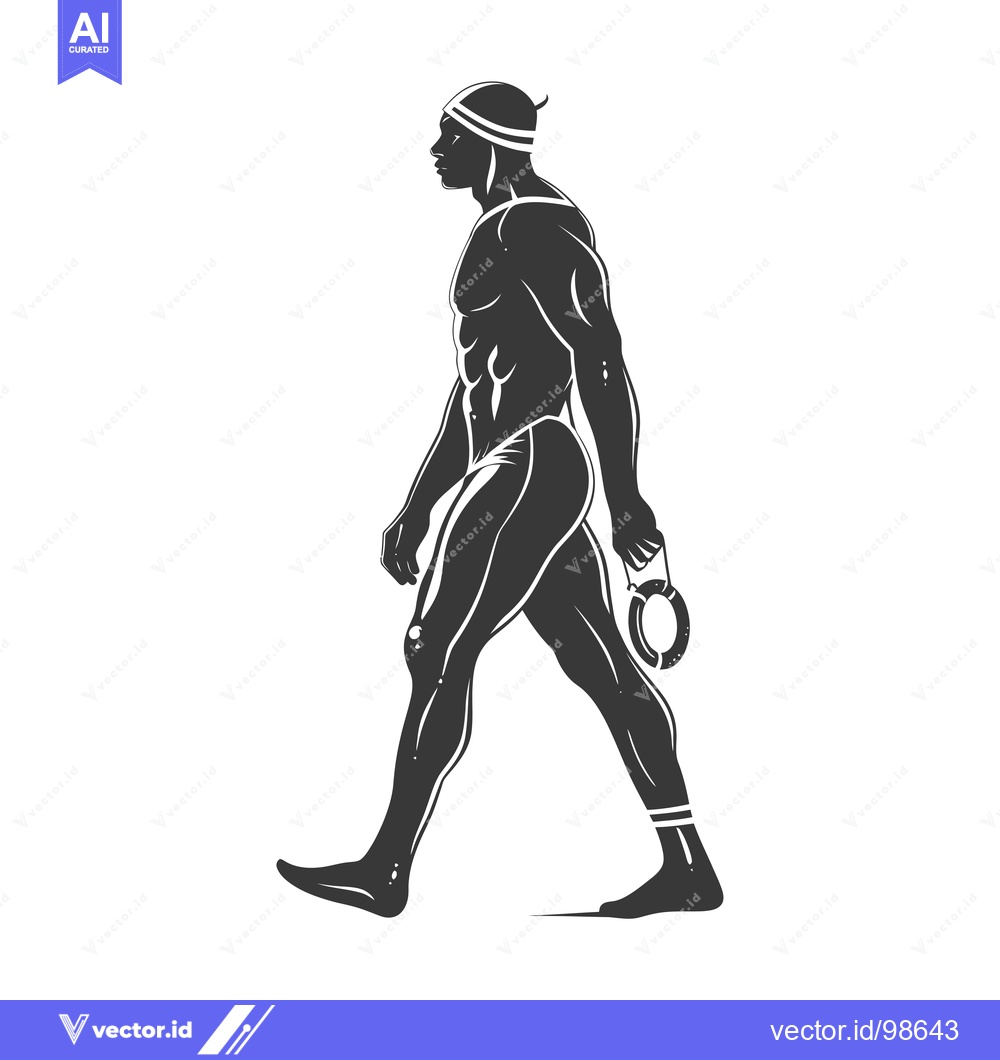 Premium Vector of Silhouette of a Muscular Man Walking with a Ring in His Hand