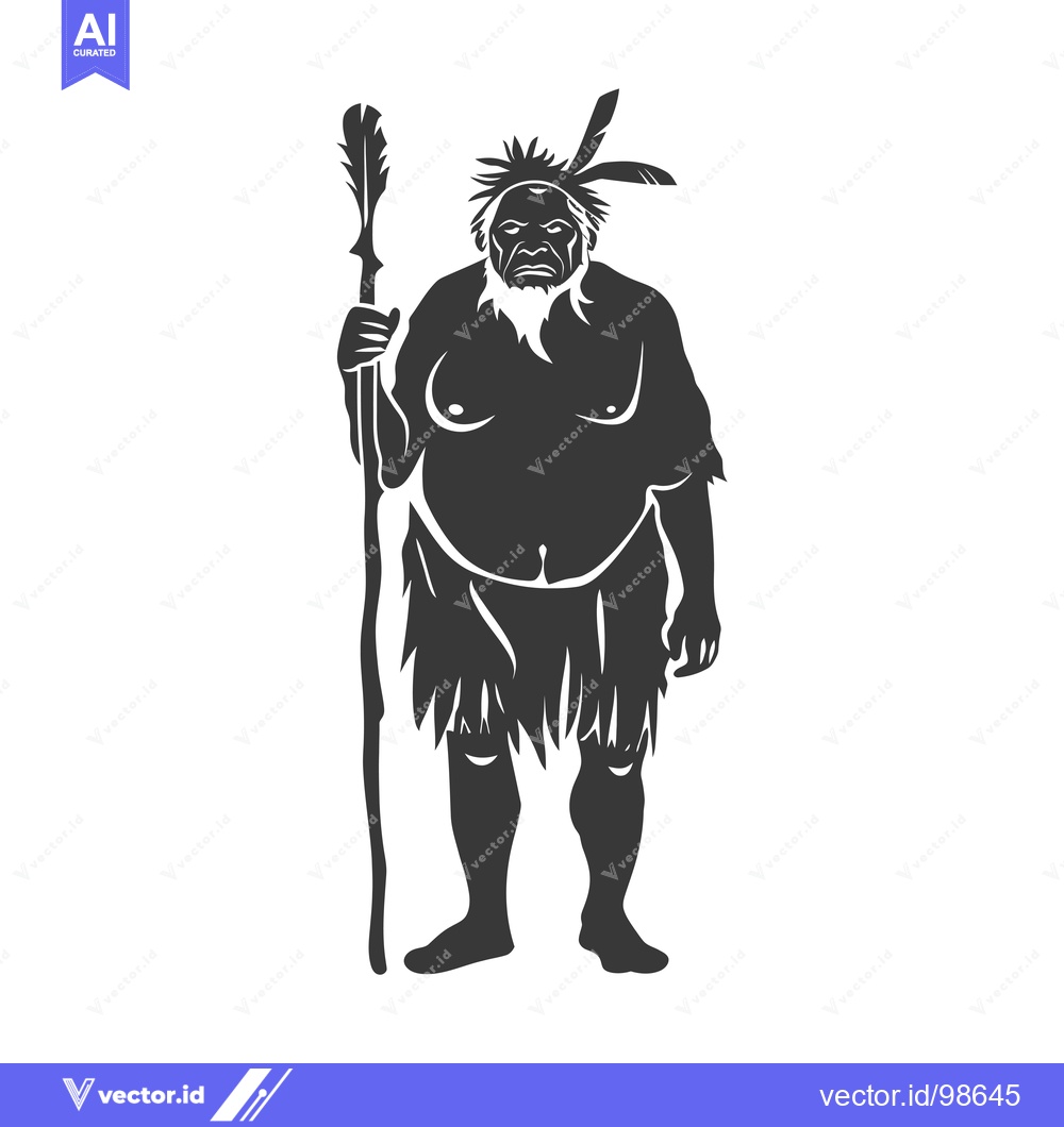 Premium Vector dari Silhouette of an Aboriginal Man Holding a Spear