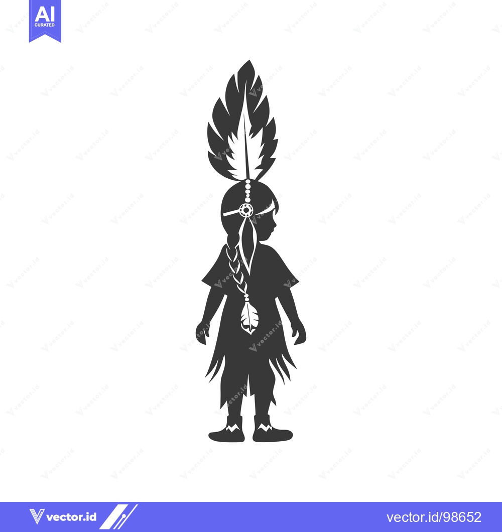 Premium Vector dari Silhouette of a Native American Child in Traditional Headdress