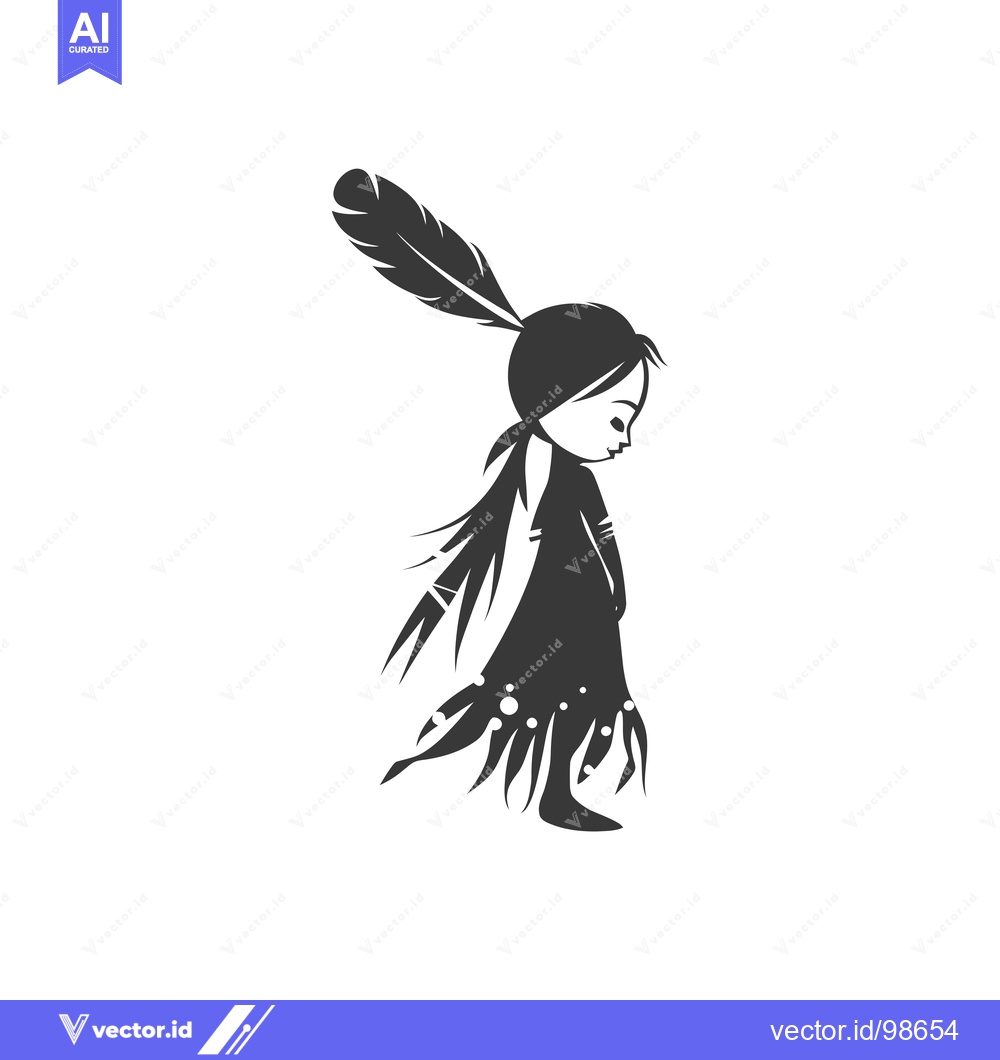 Premium Vector of Silhouette of a Native American Girl with a Feather Headdress