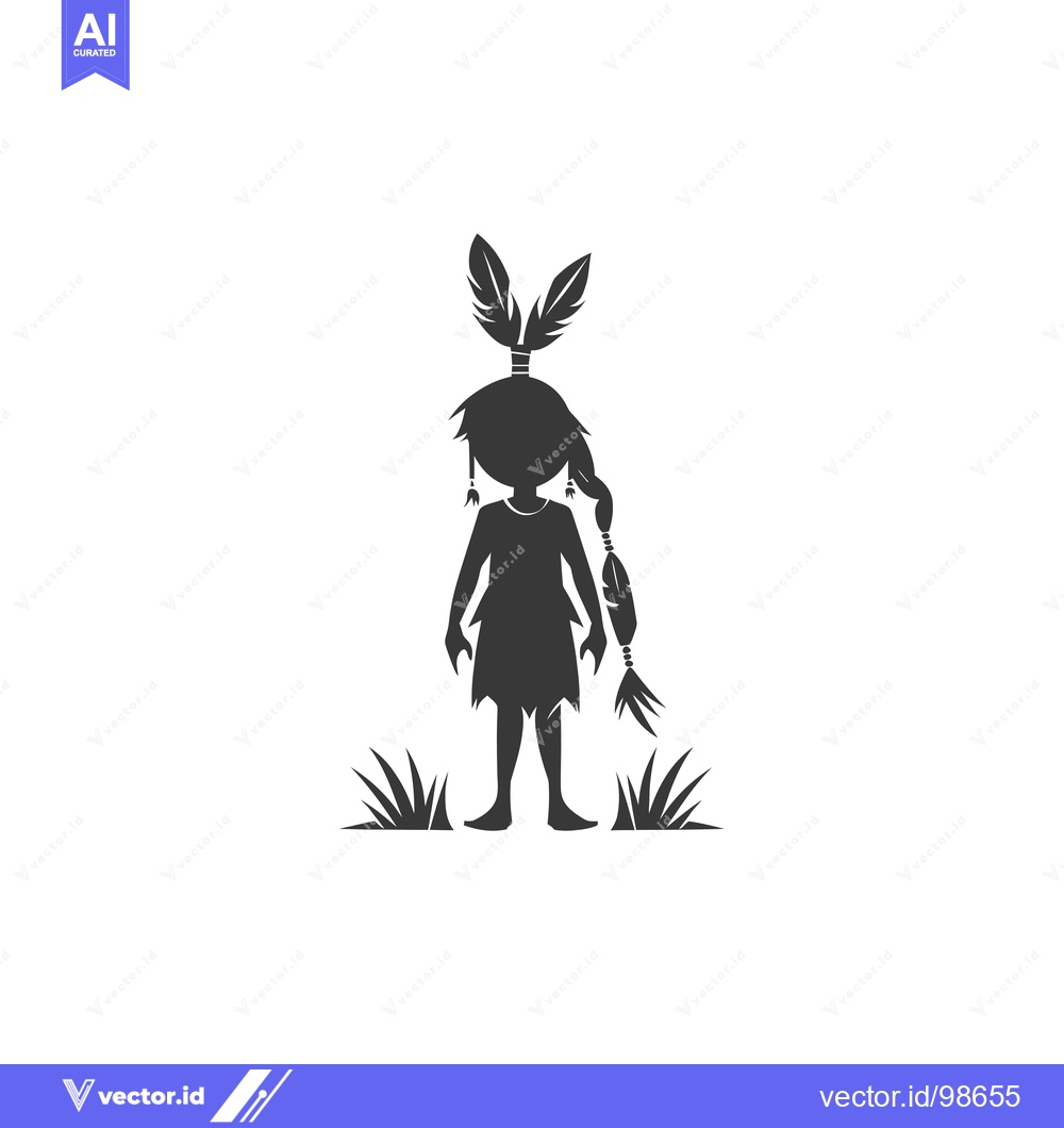Premium Vector of Silhouette of a Native American Girl with Feathers