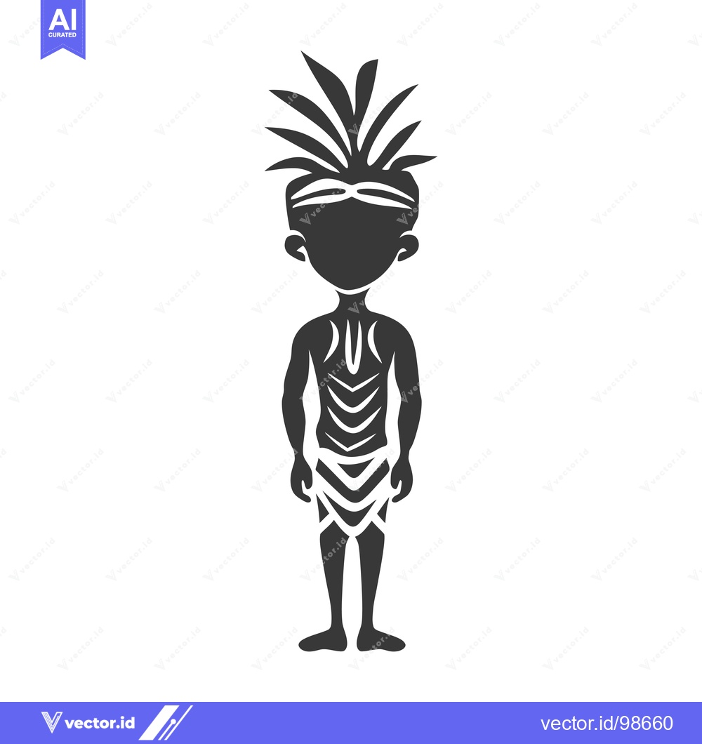 Premium Vector dari Silhouette of a Native American Man with Traditional Headdress and Clo