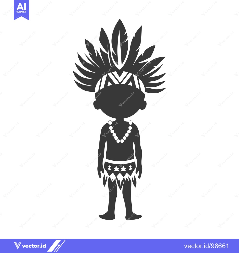 Premium Vector dari Silhouette of a Native American Person in Traditional Headdress