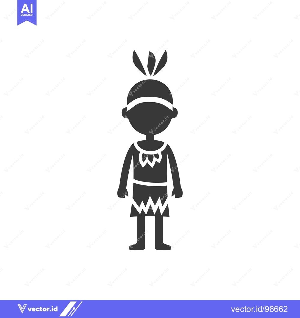 Premium Vector dari Silhouette of a Native American Person with Traditional Clothing