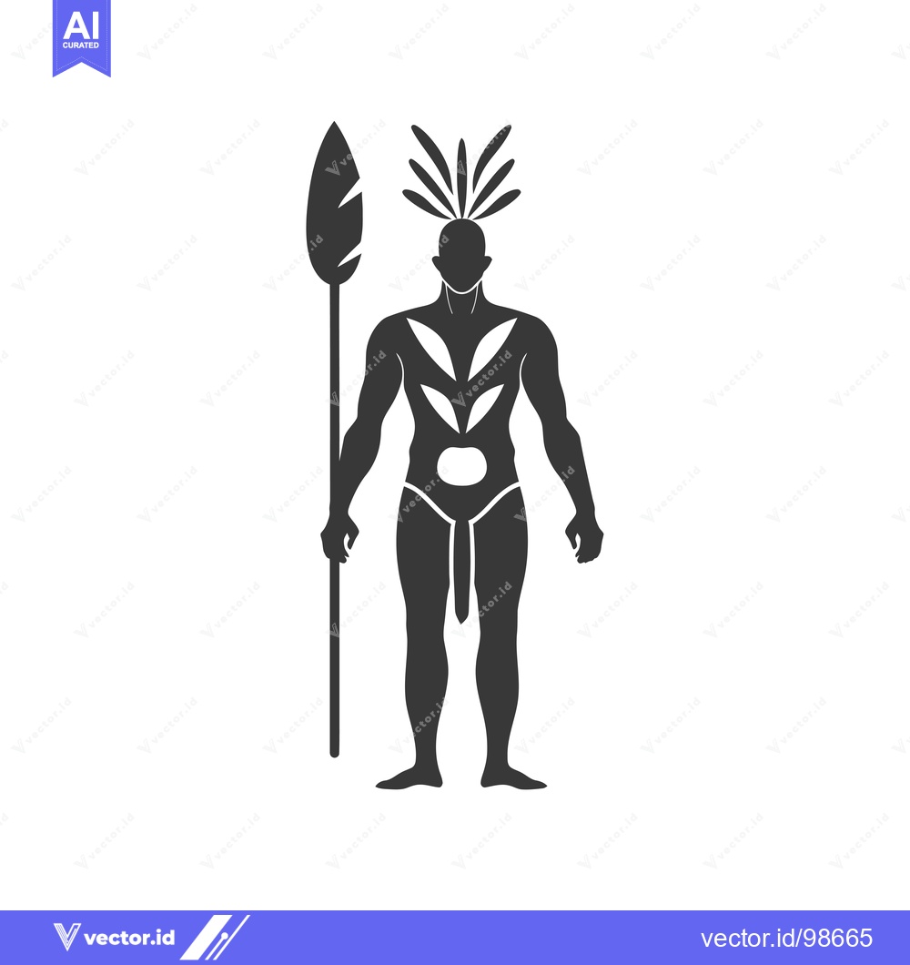 Premium Vector dari Silhouette of a Native American Warrior Holding a Spear